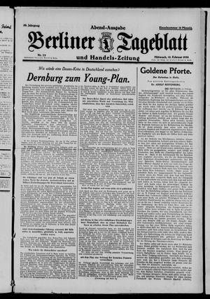 Berliner Tageblatt und Handels-Zeitung vom 12.02.1930