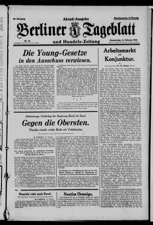 Berliner Tageblatt und Handels-Zeitung vom 13.02.1930