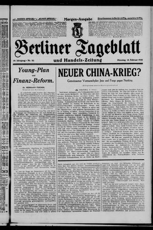 Berliner Tageblatt und Handels-Zeitung on Feb 18, 1930