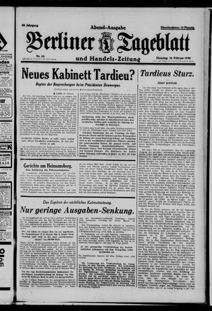 Berliner Tageblatt und Handels-Zeitung on Feb 18, 1930