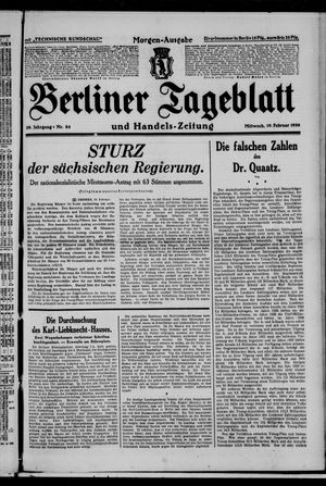 Berliner Tageblatt und Handels-Zeitung vom 19.02.1930