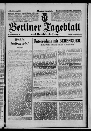 Berliner Tageblatt und Handels-Zeitung on Feb 21, 1930