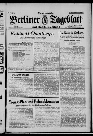 Berliner Tageblatt und Handels-Zeitung on Feb 21, 1930