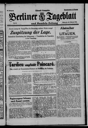 Berliner Tageblatt und Handels-Zeitung vom 26.02.1930