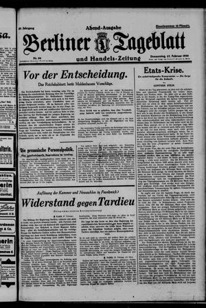 Berliner Tageblatt und Handels-Zeitung vom 27.02.1930