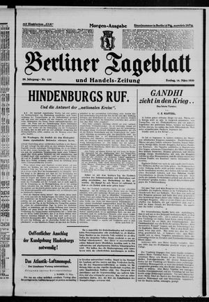 Berliner Tageblatt und Handels-Zeitung vom 14.03.1930