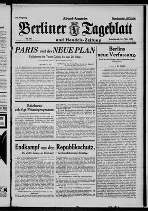 Berliner Tageblatt und Handels-Zeitung vom 15.03.1930