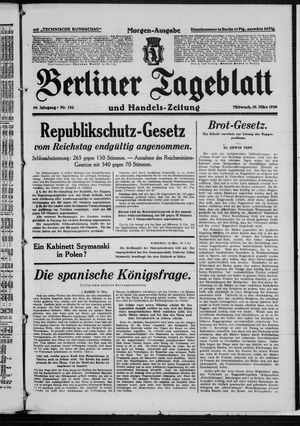 Berliner Tageblatt und Handels-Zeitung vom 19.03.1930
