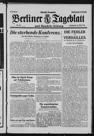 Berliner Tageblatt und Handels-Zeitung vom 22.03.1930
