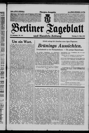 Berliner Tageblatt und Handels-Zeitung vom 30.03.1930