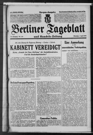 Berliner Tageblatt und Handels-Zeitung vom 01.04.1930