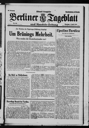 Berliner Tageblatt und Handels-Zeitung on Apr 1, 1930