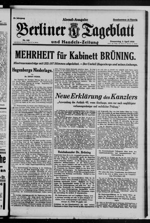 Berliner Tageblatt und Handels-Zeitung on Apr 3, 1930