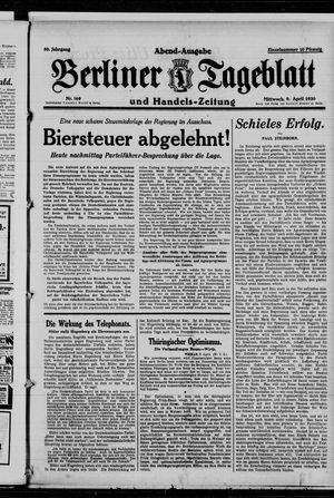 Berliner Tageblatt und Handels-Zeitung on Apr 9, 1930