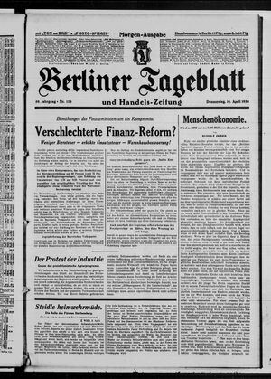 Berliner Tageblatt und Handels-Zeitung vom 10.04.1930