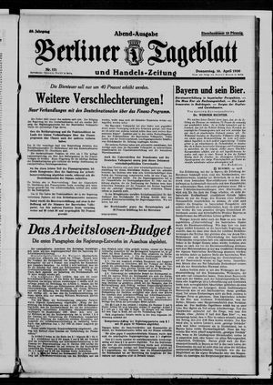 Berliner Tageblatt und Handels-Zeitung vom 10.04.1930