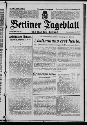 Berliner Tageblatt und Handels-Zeitung on Apr 12, 1930