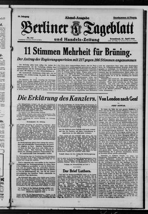 Berliner Tageblatt und Handels-Zeitung on Apr 12, 1930