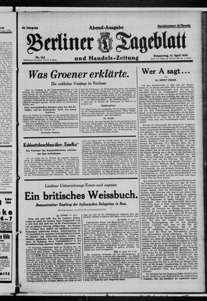 Berliner Tageblatt und Handels-Zeitung on Apr 17, 1930