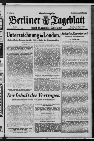 Berliner Tageblatt und Handels-Zeitung vom 22.04.1930