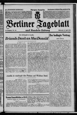 Berliner Tageblatt und Handels-Zeitung vom 23.04.1930
