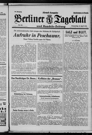 Berliner Tageblatt und Handels-Zeitung vom 24.04.1930