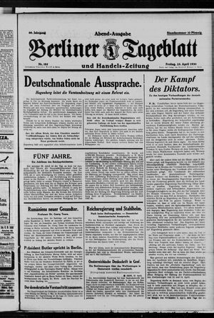 Berliner Tageblatt und Handels-Zeitung vom 25.04.1930