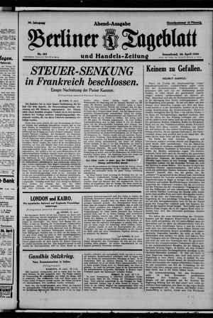 Berliner Tageblatt und Handels-Zeitung vom 26.04.1930