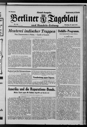 Berliner Tageblatt und Handels-Zeitung vom 29.04.1930