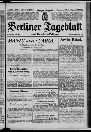 Berliner Tageblatt und Handels-Zeitung vom 15.05.1930