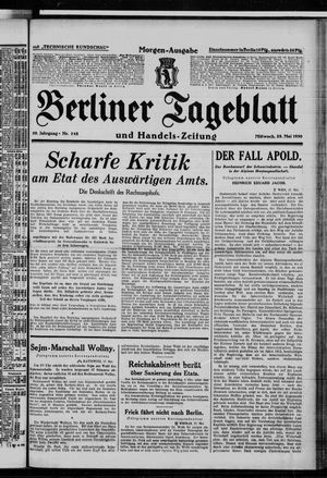 Berliner Tageblatt und Handels-Zeitung on May 28, 1930