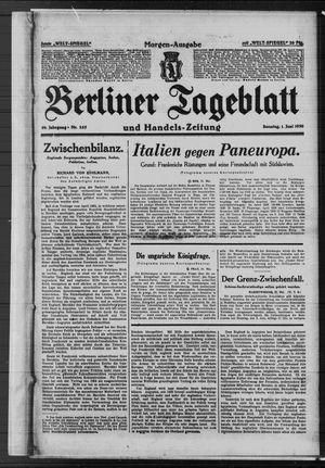 Berliner Tageblatt und Handels-Zeitung vom 01.06.1930