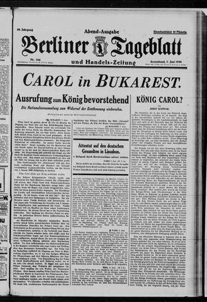 Berliner Tageblatt und Handels-Zeitung vom 07.06.1930