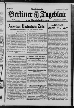 Berliner Tageblatt und Handels-Zeitung vom 14.06.1930