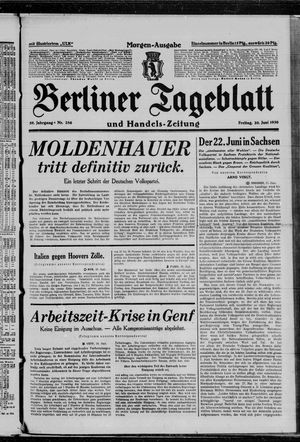 Berliner Tageblatt und Handels-Zeitung vom 20.06.1930