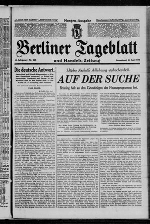 Berliner Tageblatt und Handels-Zeitung vom 21.06.1930