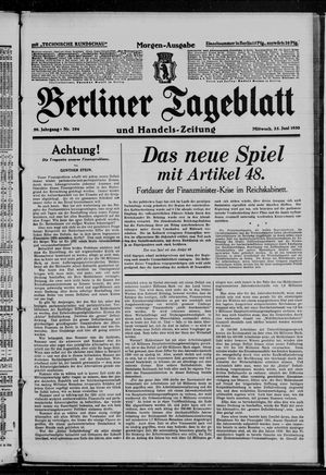 Berliner Tageblatt und Handels-Zeitung vom 25.06.1930