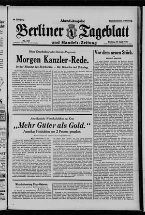 Berliner Tageblatt und Handels-Zeitung vom 27.06.1930