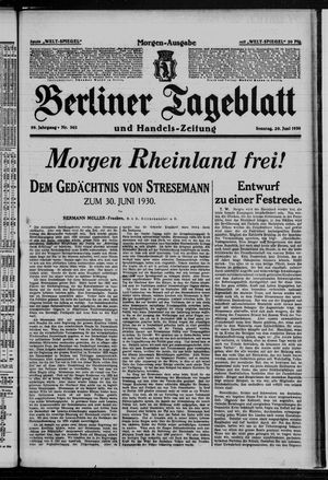 Berliner Tageblatt und Handels-Zeitung vom 29.06.1930