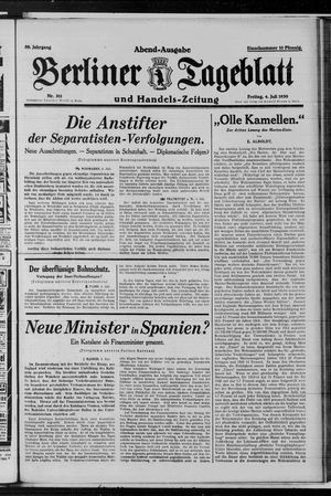 Berliner Tageblatt und Handels-Zeitung vom 04.07.1930