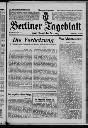 Berliner Tageblatt und Handels-Zeitung vom 09.07.1930