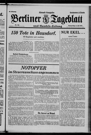 Berliner Tageblatt und Handels-Zeitung vom 10.07.1930