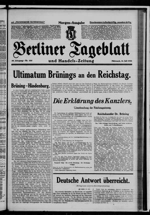 Berliner Tageblatt und Handels-Zeitung vom 16.07.1930