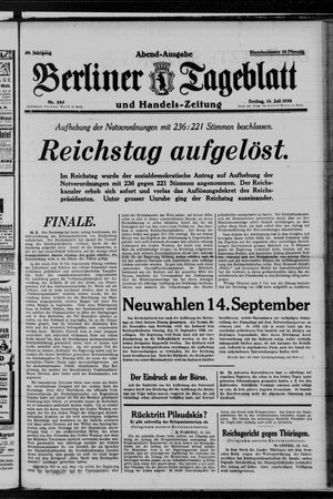 Berliner Tageblatt und Handels-Zeitung vom 18.07.1930