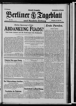 Berliner Tageblatt und Handels-Zeitung vom 22.07.1930