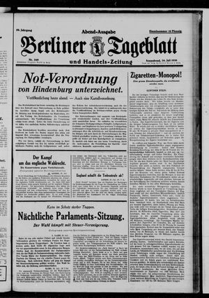 Berliner Tageblatt und Handels-Zeitung vom 26.07.1930