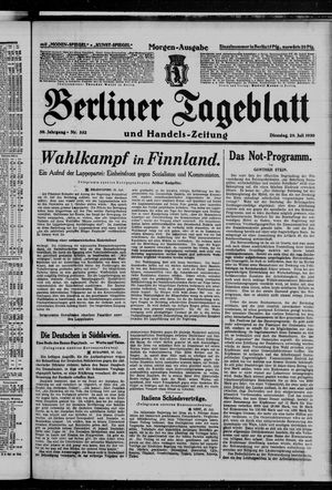 Berliner Tageblatt und Handels-Zeitung vom 29.07.1930