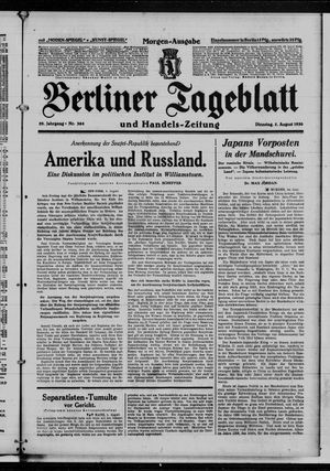 Berliner Tageblatt und Handels-Zeitung vom 05.08.1930