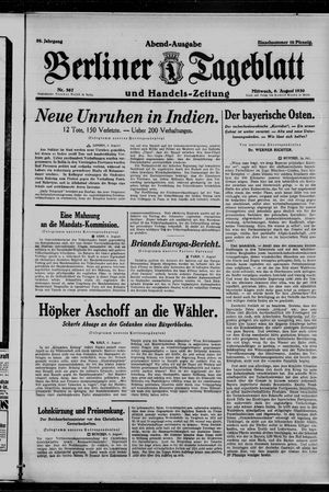 Berliner Tageblatt und Handels-Zeitung vom 06.08.1930