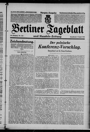 Berliner Tageblatt und Handels-Zeitung vom 09.08.1930